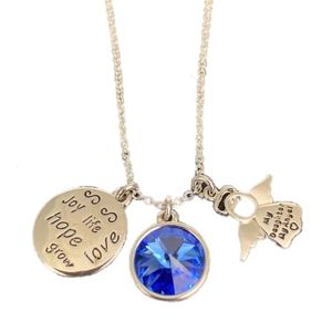 CHARMING INSPIRATIONS Necklace Swarovski Charm Crystal Daughter Angel Silvertone